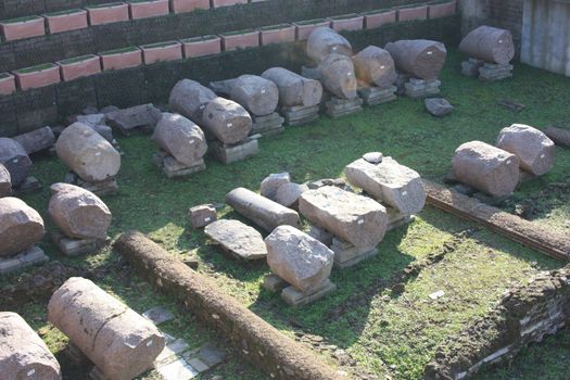 Rome and beautiful historical details in the Imperial Forums in italy