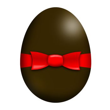 An Easter Egg with red ribbon illustration isolated on white with clipping path