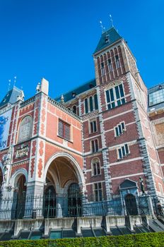 The Rijkmuseum and its gardens and its surroundings in Amsterdam in the Netherlands