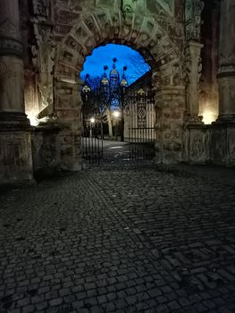 Portal of a castle Buckeburg Palace in Lower Saxony. Buckeburg, Schaumburg, Germany . March 2020.