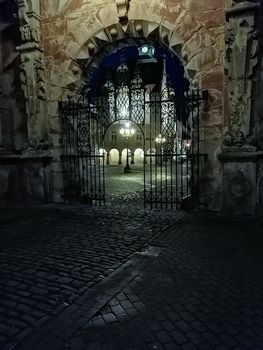 Portal of a castle Buckeburg Palace in Lower Saxony. Buckeburg, Schaumburg, Germany . March 2020.