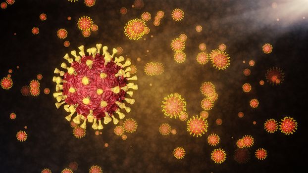 Coronavirus COVID-2019 novel coronavirus concept resposible for asian flu outbreak and coronaviruses influenza as dangerous flu strain cases as a pandemic 3d rendering