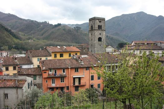 ancient medieval village seen from above in Borgo a Mozzano in Lucca