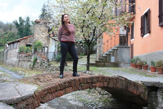 ruined paths built in stone and rock in the Tuscan landscape in Borgo a Mozzano in an ancient medieval village in Italy