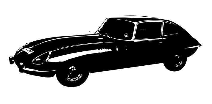A classic sports car from the 1960's isolated on a white background