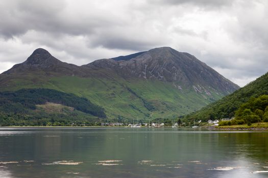 The view across Loch Leven towards Glencoe in the Scottish highlands.  Loch Leven is a sea loch on the west coast of Scotland.