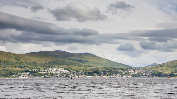 The view across Loch Linnhe towards the town of Fort William.  Loch Linnhe is a sea loch on the west coast of Scotland.