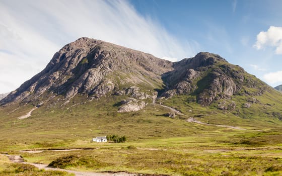 A view of Buachaille Etive Mor in the Scottish highlands.  Buachaille Etive Mor is a mountain in the Scottish Highlands.