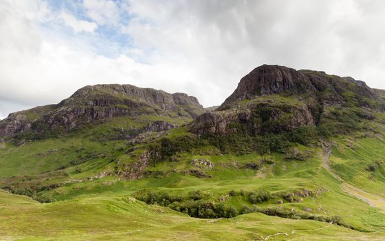 A view of the Glencoe hillside in the Scottish highlands.  Glencoe is the most famous of all the Scottish glens.