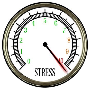A round style stress meter isolated on a white background