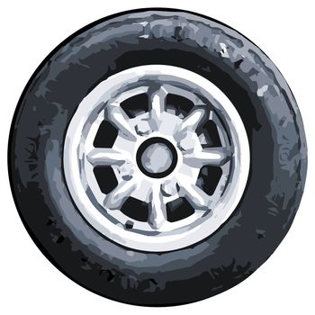 A typical small car aluminium wheel with tyre