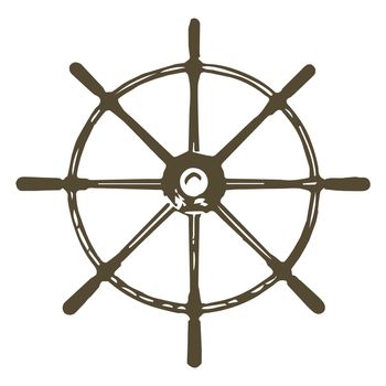 An abstract style ships wheel isolated on a white background
