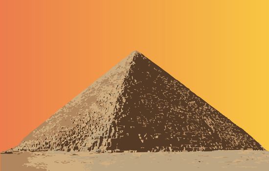 The Great Pyramid in Egypt set against an orange sky