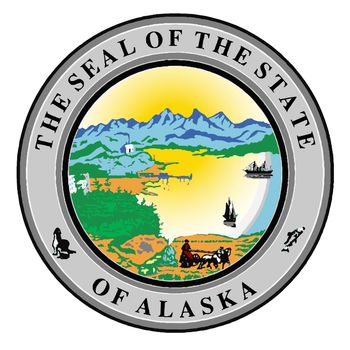 Seal of Alaska over a white background