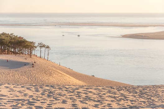 setting sun on the pillat dune in the Arcachon basin, France