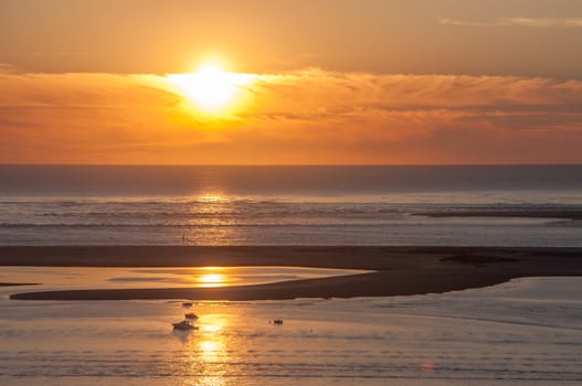 setting sun on the pillat dune in the Arcachon basin, France