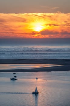 setting sun on the pillat dune in the Arcachon basin, France