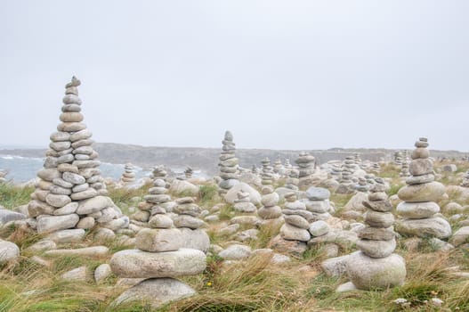 Breton stones and landscapes, Brittany coast, France