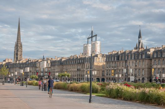walk on the quays of the garonne in bordeaux, France