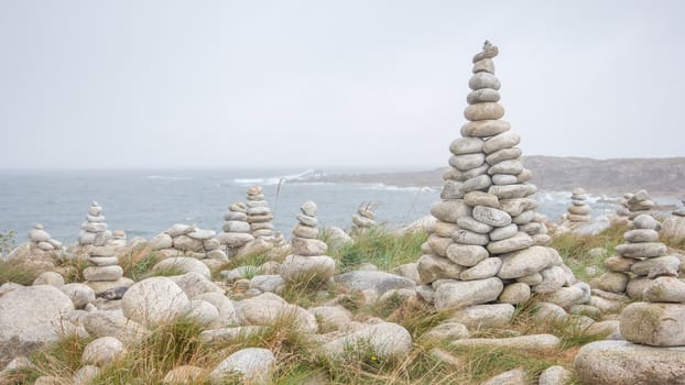 Breton stones and landscapes, Brittany coast, France