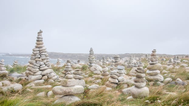Breton stones and landscapes, Brittany coast, France