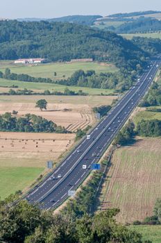 motorway crossing the country during the summer holidays, france