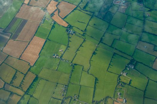 landscape of island ireland seen from the sky, wild nature