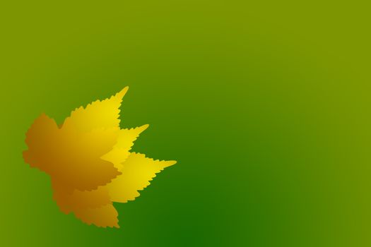 abstract autumn leafs an orange and yellow with green background and copy space