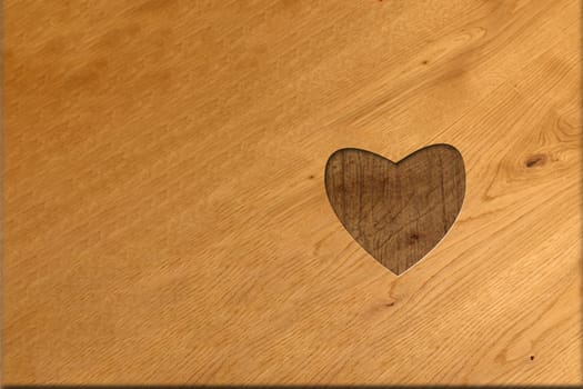 Valentines card for carpenters with a heart carved into the wood. with light and dark background