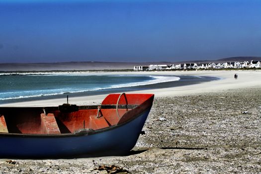 Boat on beach in cape town south africa