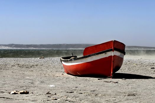 Boat on beach in cape town south africa