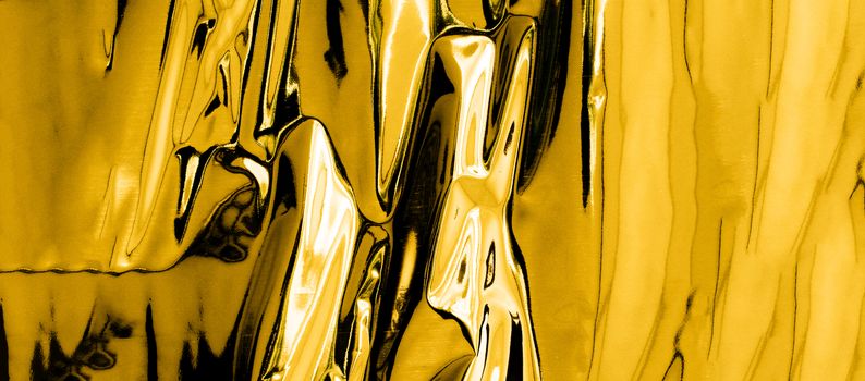 silver - mercury looking background with shinny gold reflection with copy space
