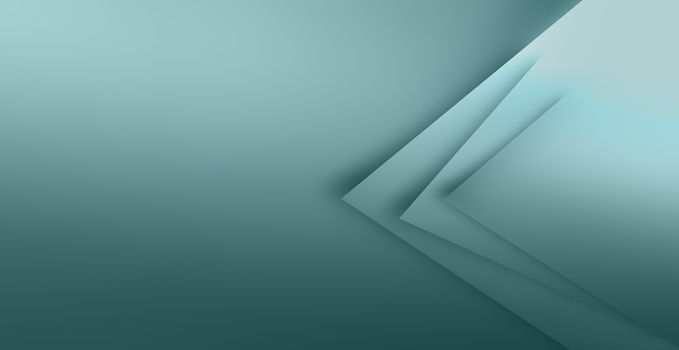 Teal background with three green triangles from the left side with copy space