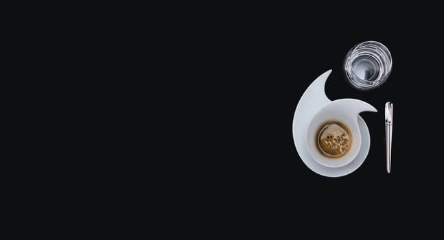 flat design coffee for with water and smart phone with a black background