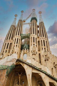 The old Gaudi church Sagrada Familia in Barcelona, Spain