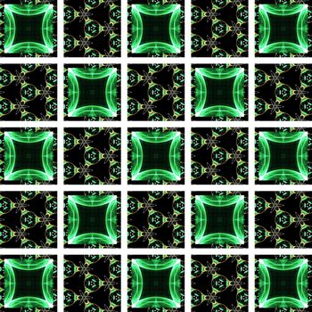Drawing of Fractal seamless pattern in green colors