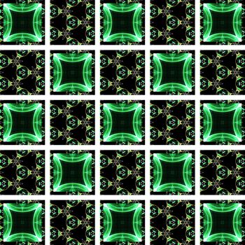 Drawing of Fractal seamless pattern in green colors