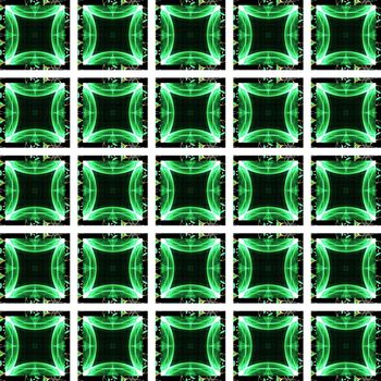 Drawing of Fractal seamless pattern in green colors