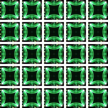 Drawing of Fractal seamless pattern in green colors