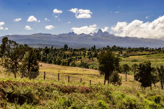 Panorama of Mount Kenya, second highest mountain in Africa