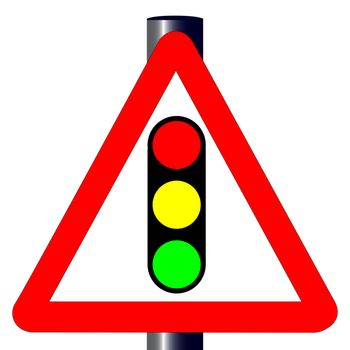 The traditional traffic lights traffic sign isolated on a white background..
