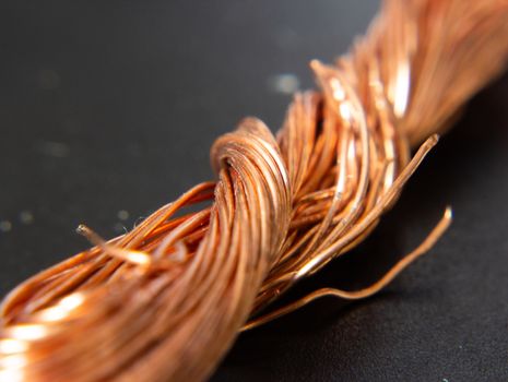 Macro of shining copper wires