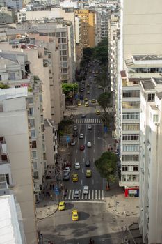 Rio de Janeiro, RJ / Brazil - January 04 2020: Nossa Senhora de Copacabana Street viewed from above on a summer day