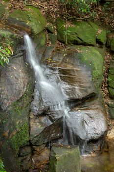 Thin waterfall at a trail located on Tijuca Forest, Rio de Janeiro