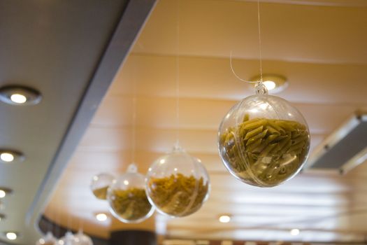 A pasta decoration at a italian restaurant