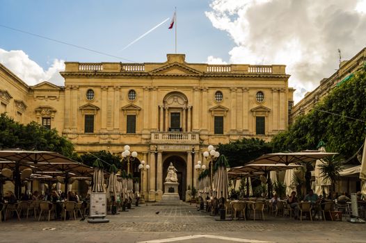 National Library of Valletta in full light in Malta