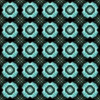 Drawing of Fractal seamless pattern in green colors