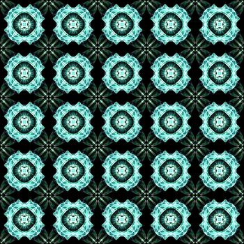 Drawing of Fractal seamless pattern in green colors
