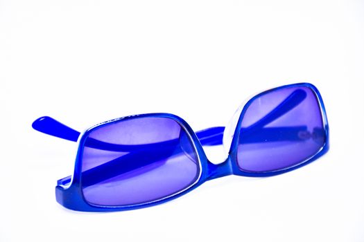 Blue-eyed glasses isolated on a white background