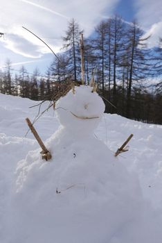 snowy landscape of Montgenvre in the high Alps in winter, france